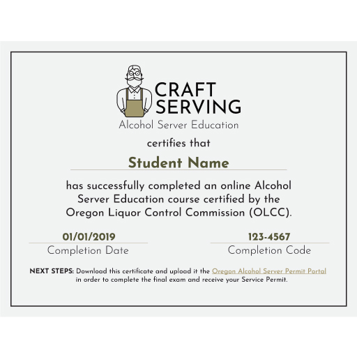 OLCC Server Permit Certificate