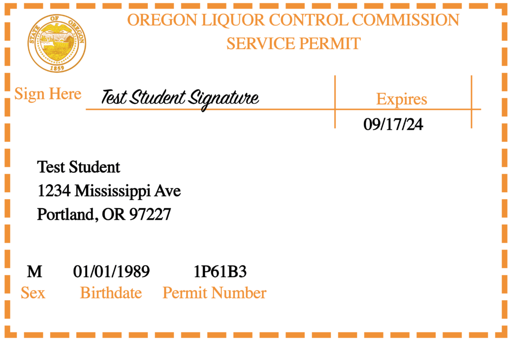 Example of an OLCC Permit good for five years.